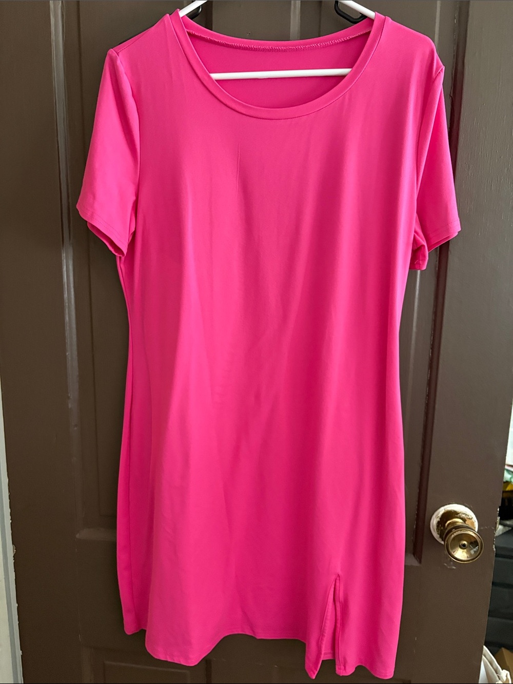 Women’s Scoop Neck Short Sleeve Dress - Hot Pink
